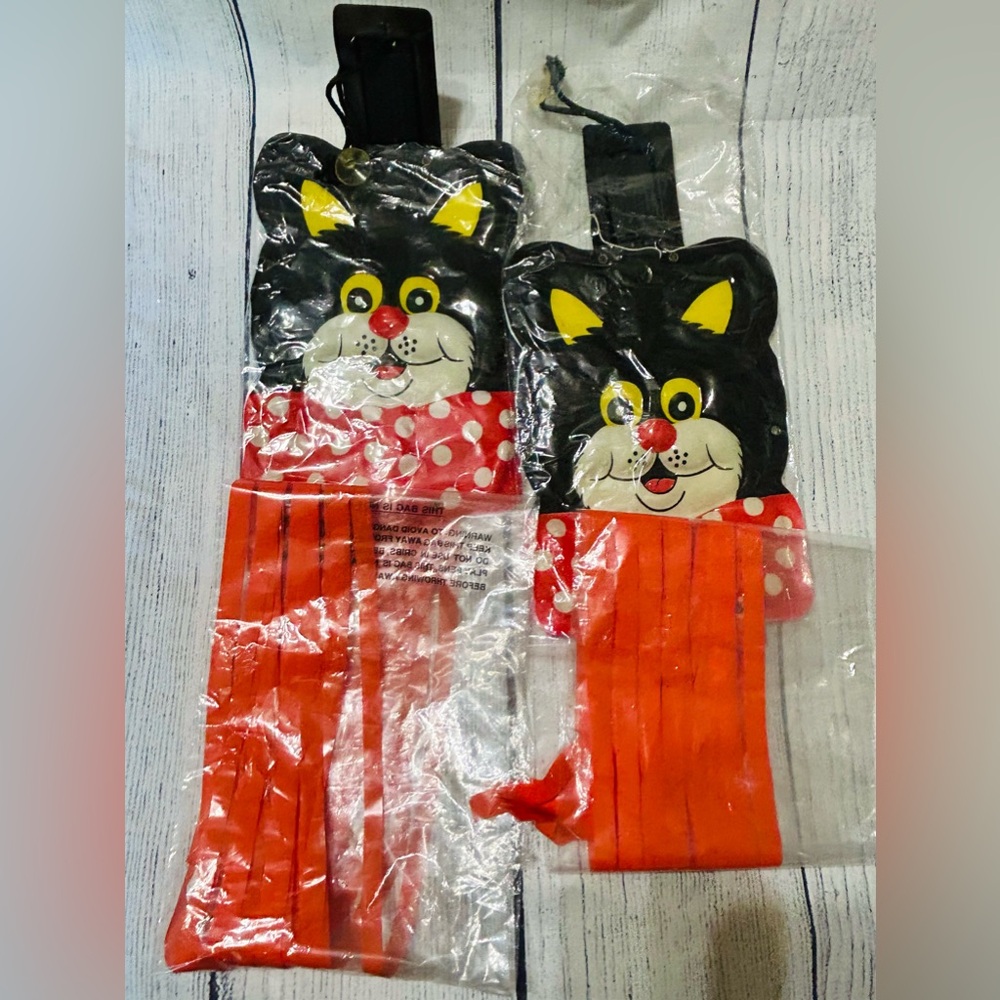 Vintage HALLOWEEN black Cat light up porch wind Dancer Hanging Doorway Decor